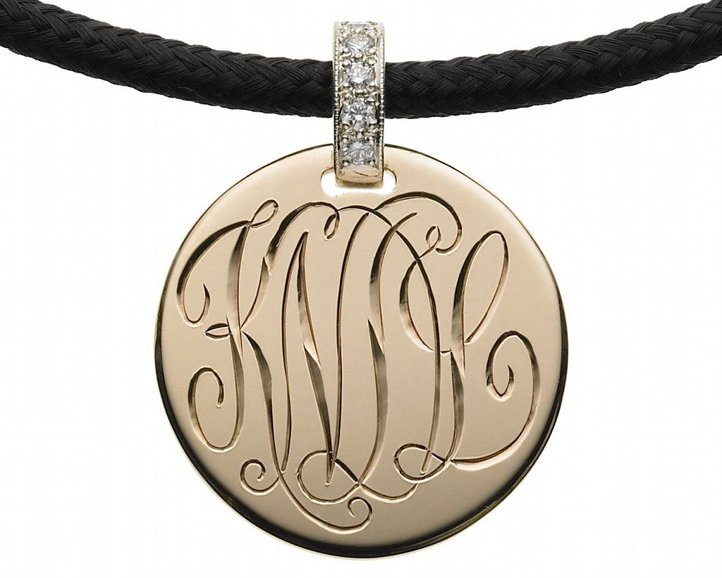 The Initially Collection Gold Disc with Shadow Cut Interlocking Script