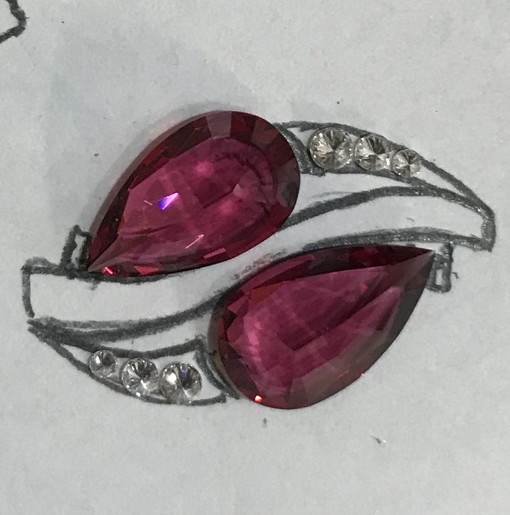 Burmese Red Pear-shaped Spinel and Diamond Ring concept