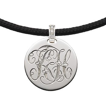 The Initially Collection Silver Disc with Victorian Interlocking Scroll Script